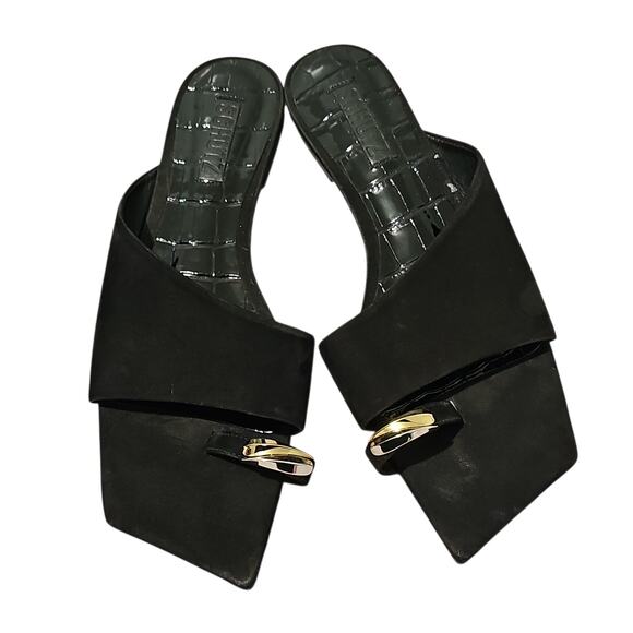 Schutz Jodie Nubuck Leather Suede Flats Black Womens 8.5 - Picture 5 of 9